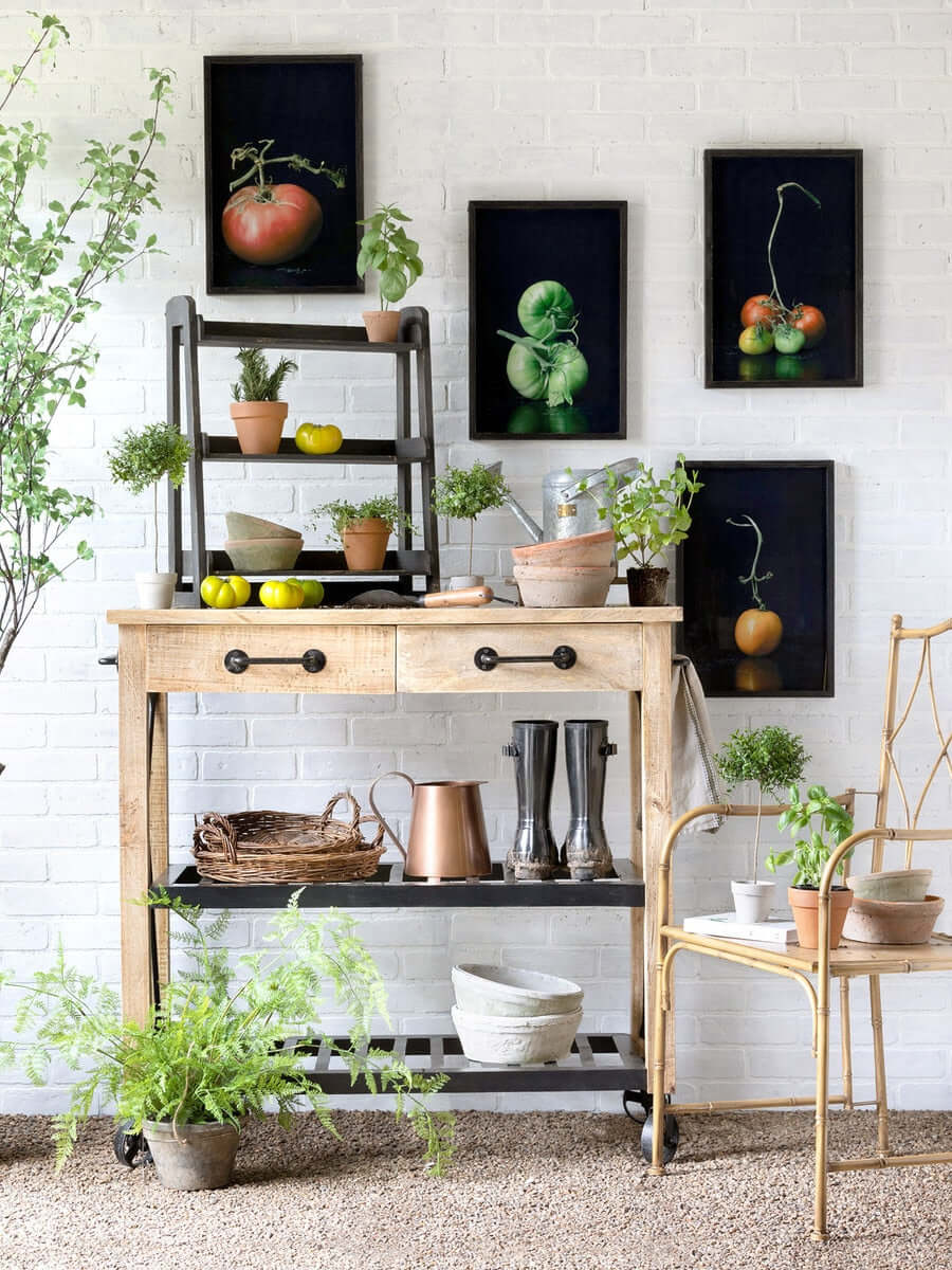 Vintage Rolling Garden Cart with Drawers - Nuvé