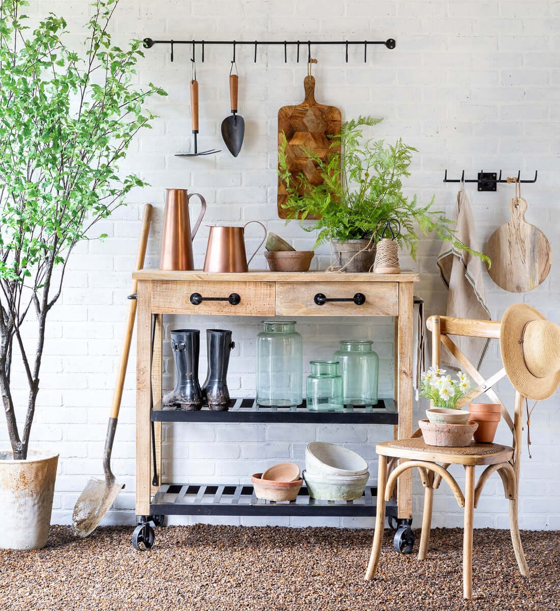 Vintage Rolling Garden Cart with Drawers - Nuvé