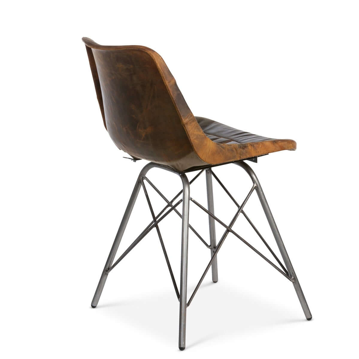 Vintage Industrial Desk Chair with Aged Leather and Metal Legs - Nuvé