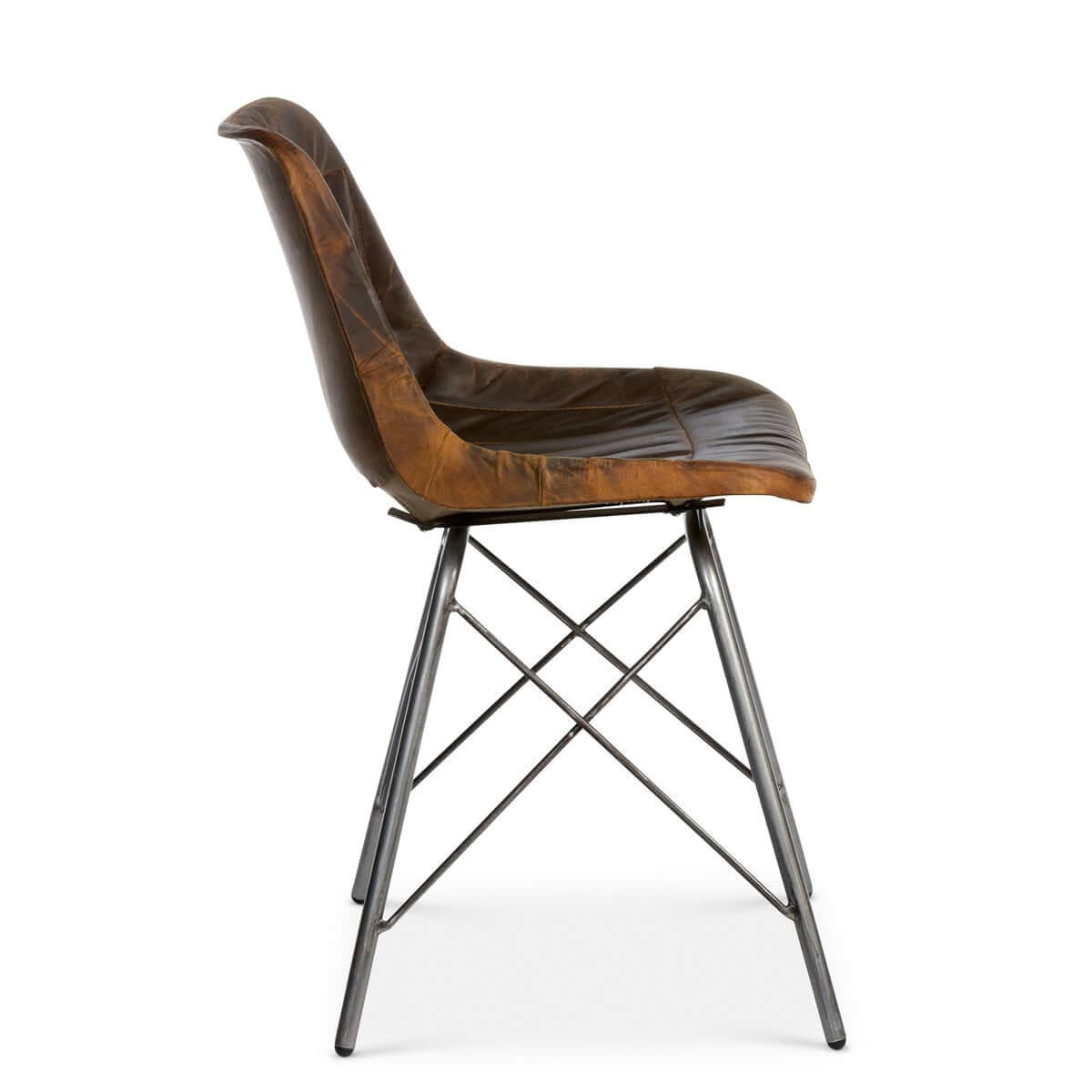 Vintage Industrial Desk Chair with Aged Leather and Metal Legs - Nuvé