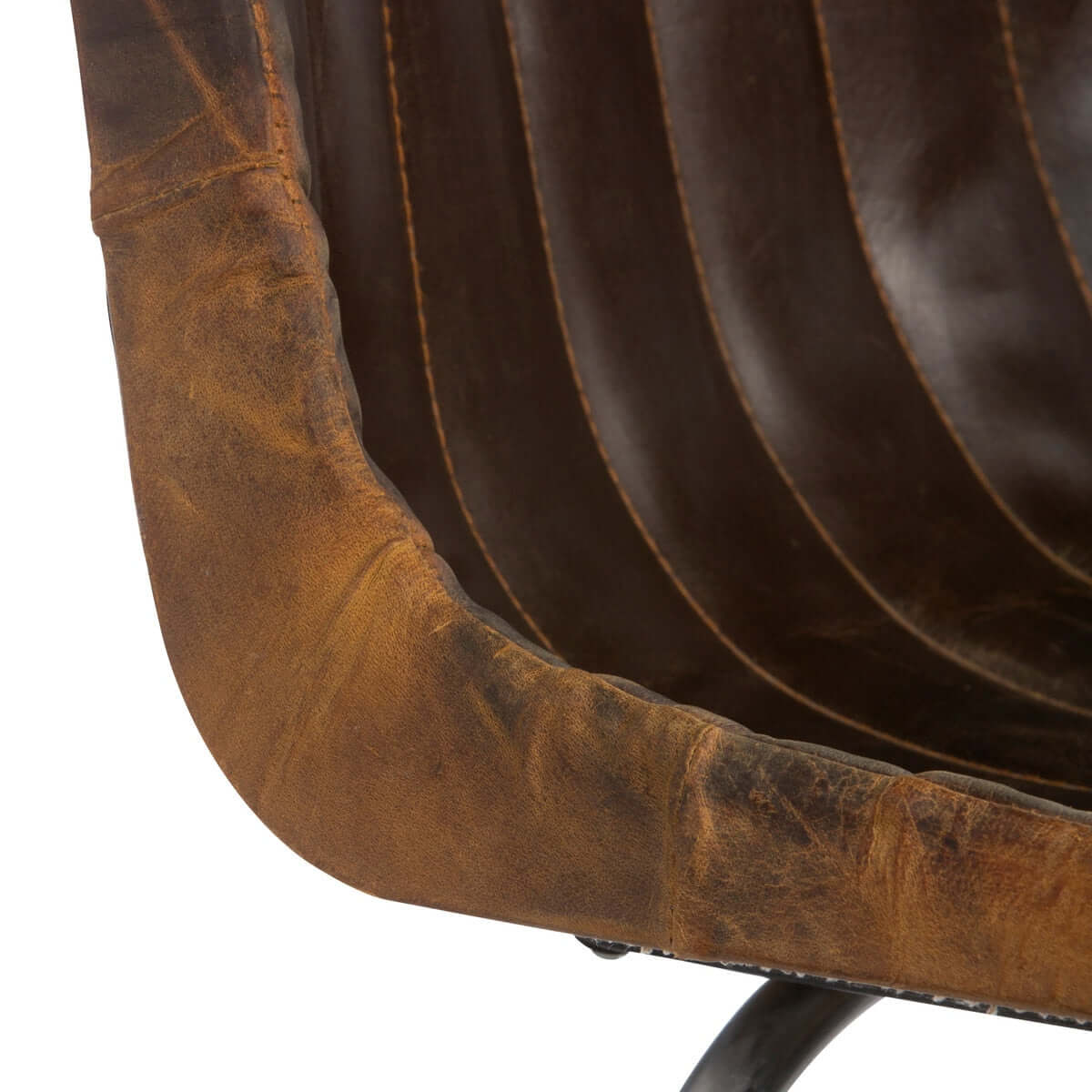 Vintage Industrial Desk Chair with Aged Leather and Metal Legs - Nuvé