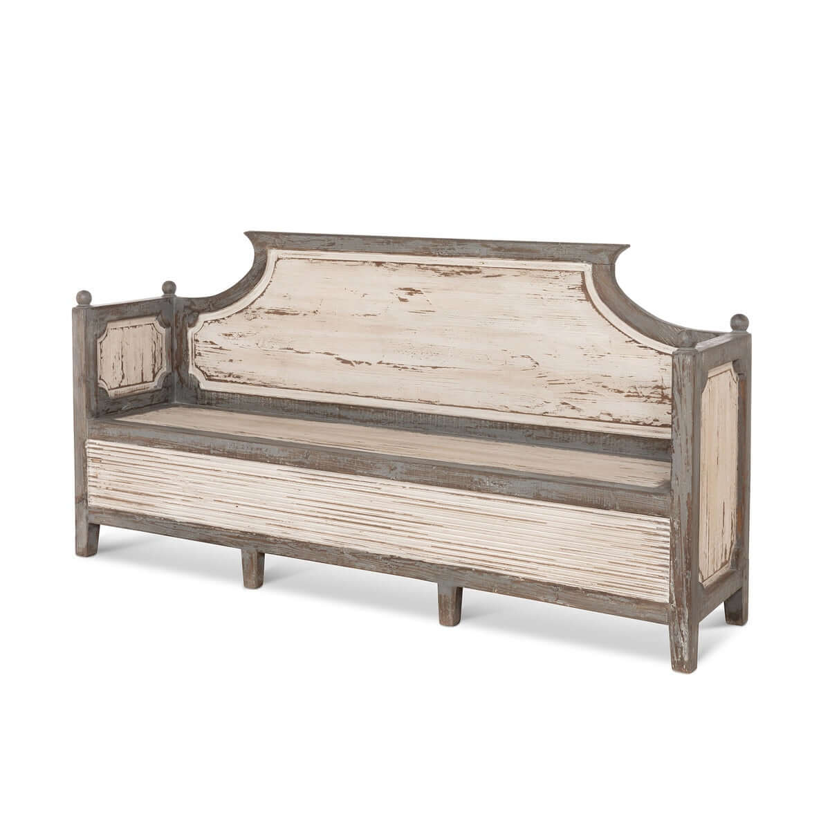 Antique Distressed Wood French Country Bench - Nuvé