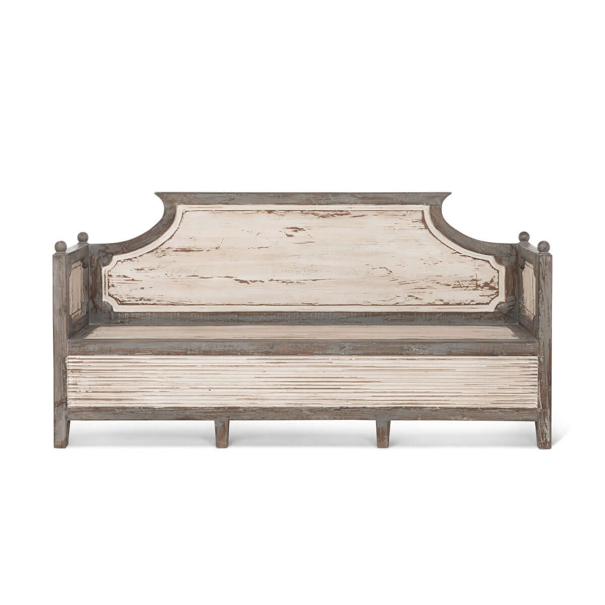 Antique Distressed Wood French Country Bench - Nuvé