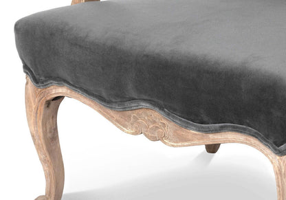 French Country Velvet Armchair with Carved Wood Frame - Nuvé