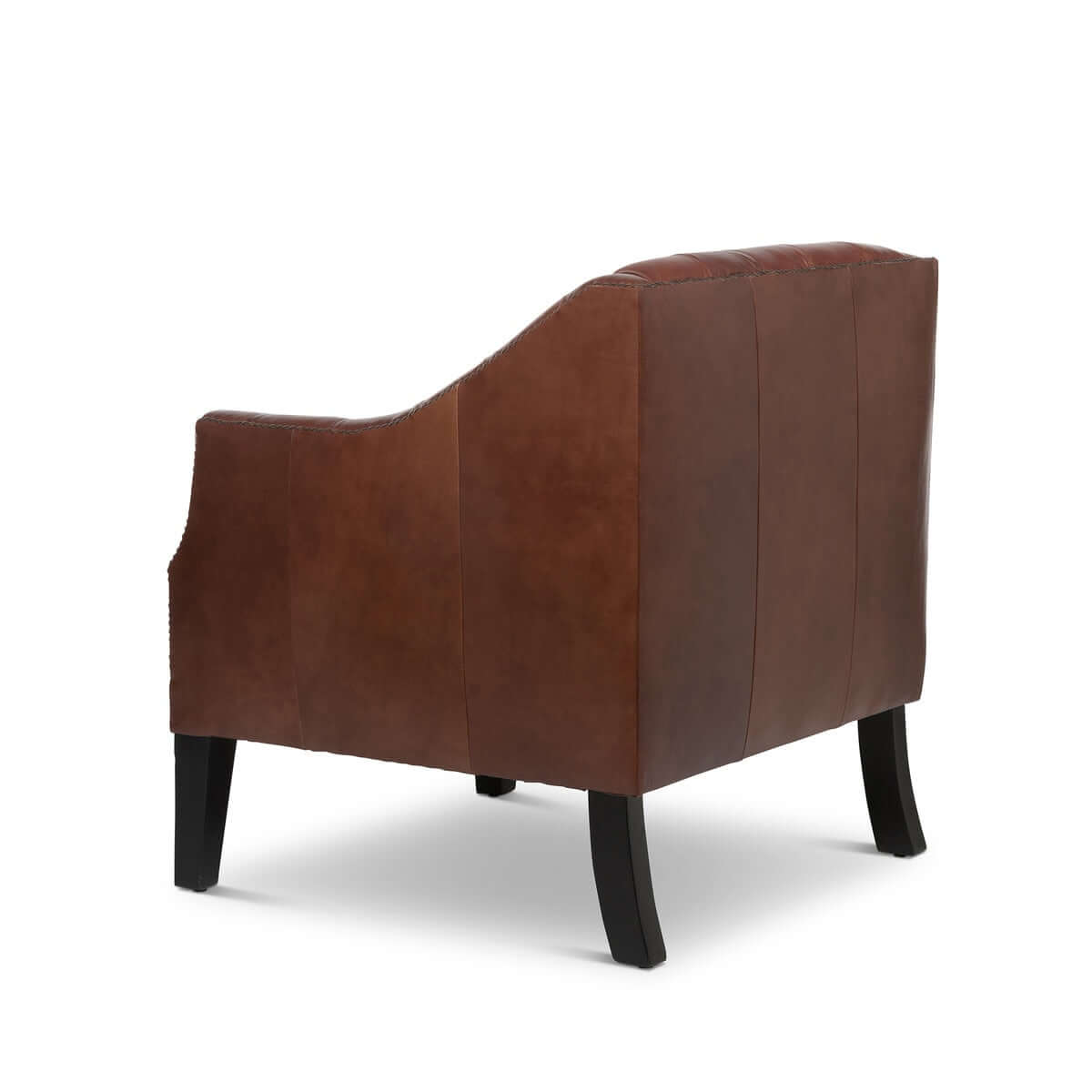Tufted Leather Club Chair in Cordovan Brown with Nailhead Trim - Nuvé