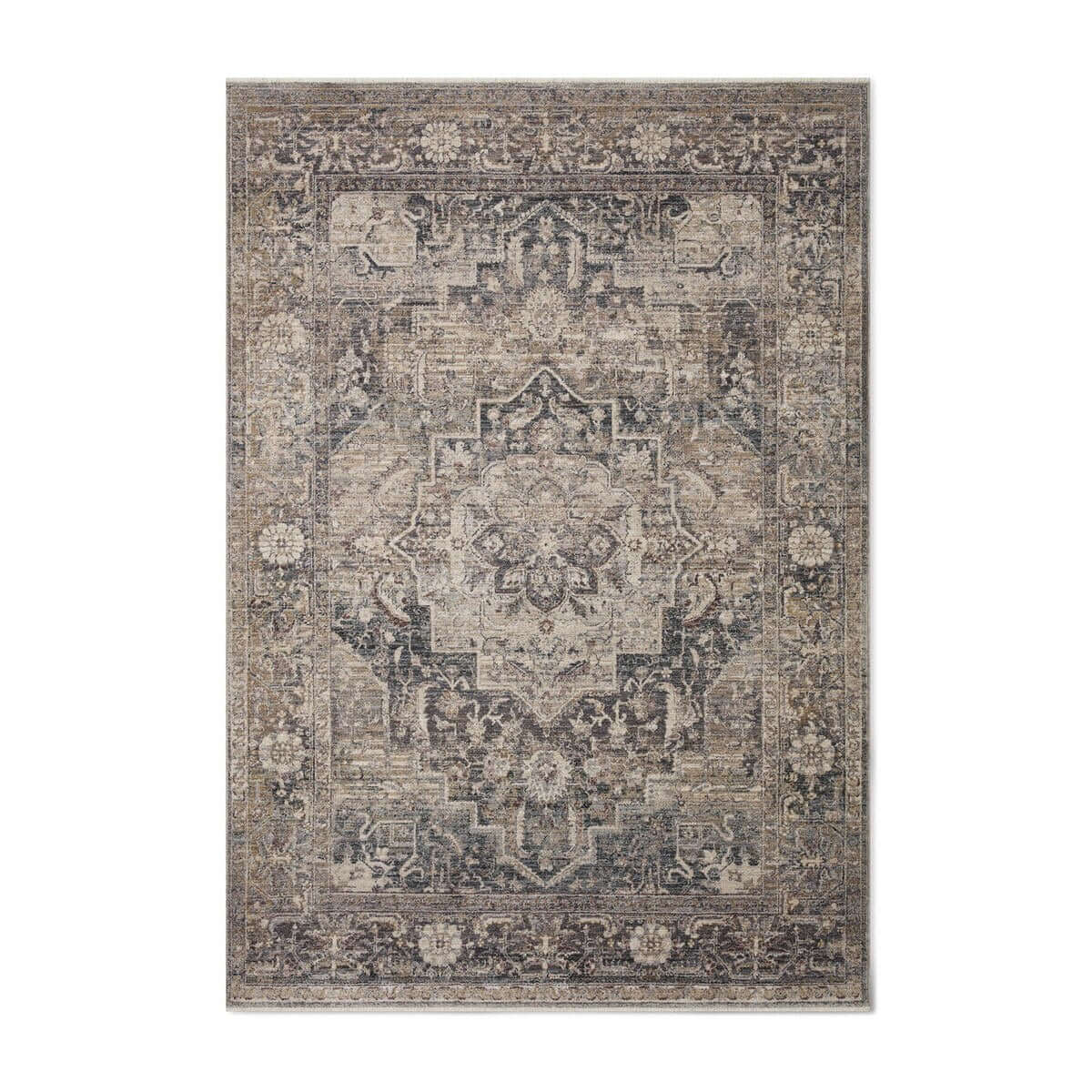 Traditional Distressed Loomed Rug – Vintage Medallion Area Carpet - Nuvé