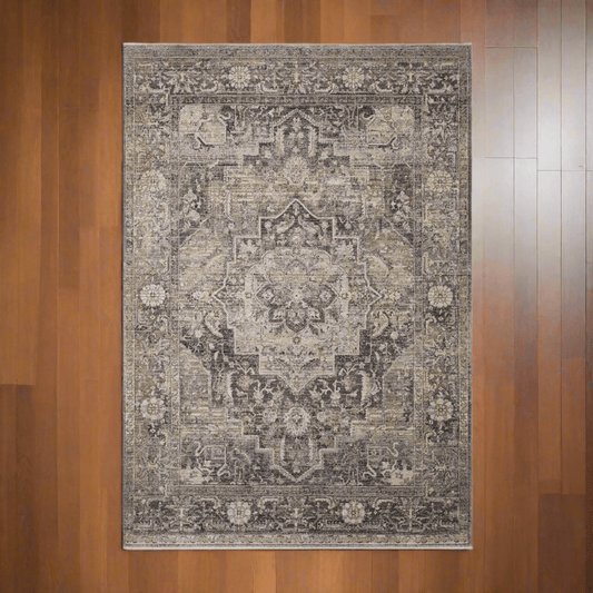 Traditional Distressed Loomed Rug – Vintage Medallion Area Carpet - Nuvé