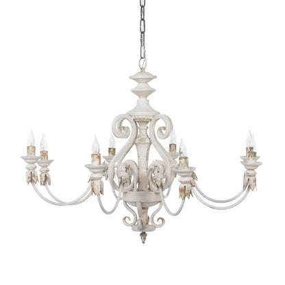 Rustic French Country Chandelier with Gold Leaf Accents - Nuvé