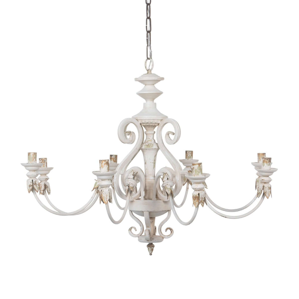 Rustic French Country Chandelier with Gold Leaf Accents - Nuvé