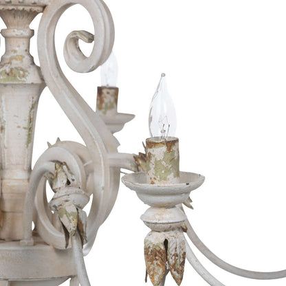 Rustic French Country Chandelier with Gold Leaf Accents - Nuvé