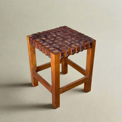 Escabel | Leather Woven Stool - Nuvé