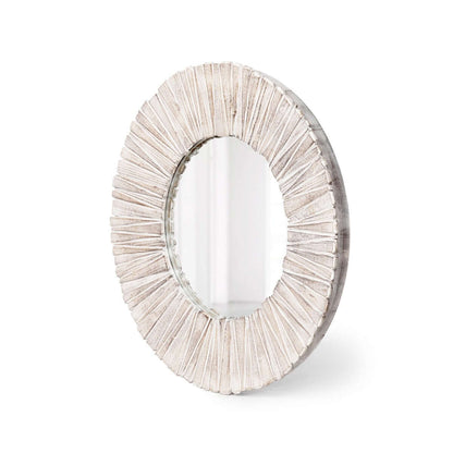 Whitewashed Wood Slat Round Wall Mirror - Nuvé