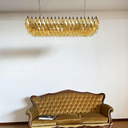Elegant Amber Murano Poliedri Chandelier - Nuvé