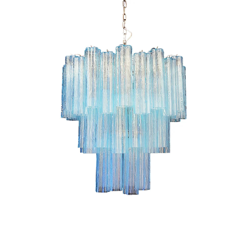 Elegant Blue Murano Glass Tube Chandelier - Nuvé