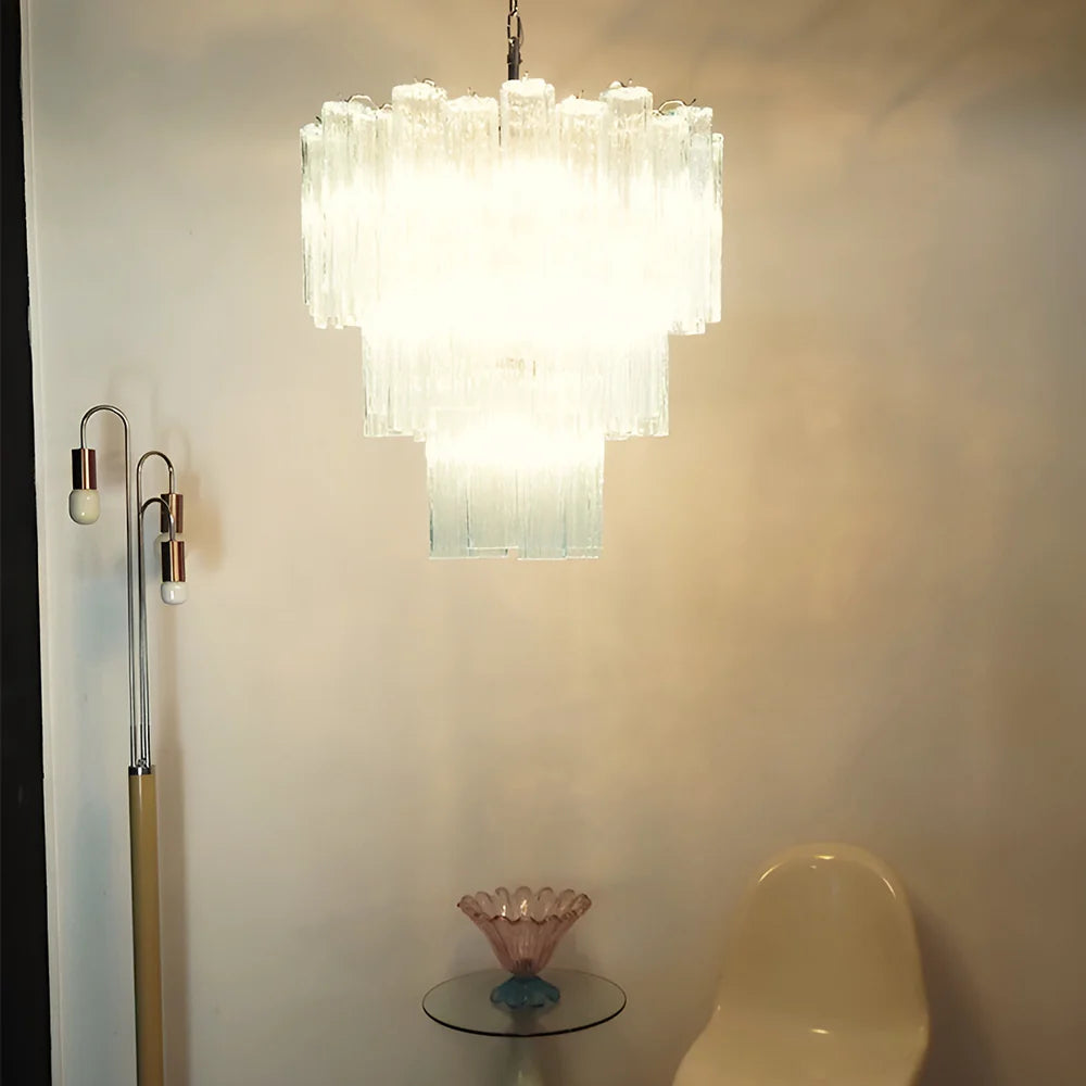 Elegant Blue Murano Glass Tube Chandelier - Nuvé