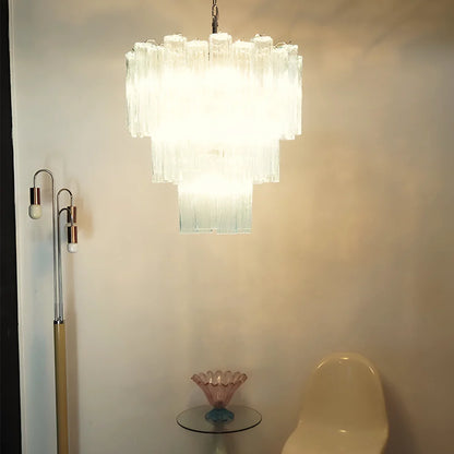 Elegant Blue Murano Glass Tube Chandelier - Nuvé