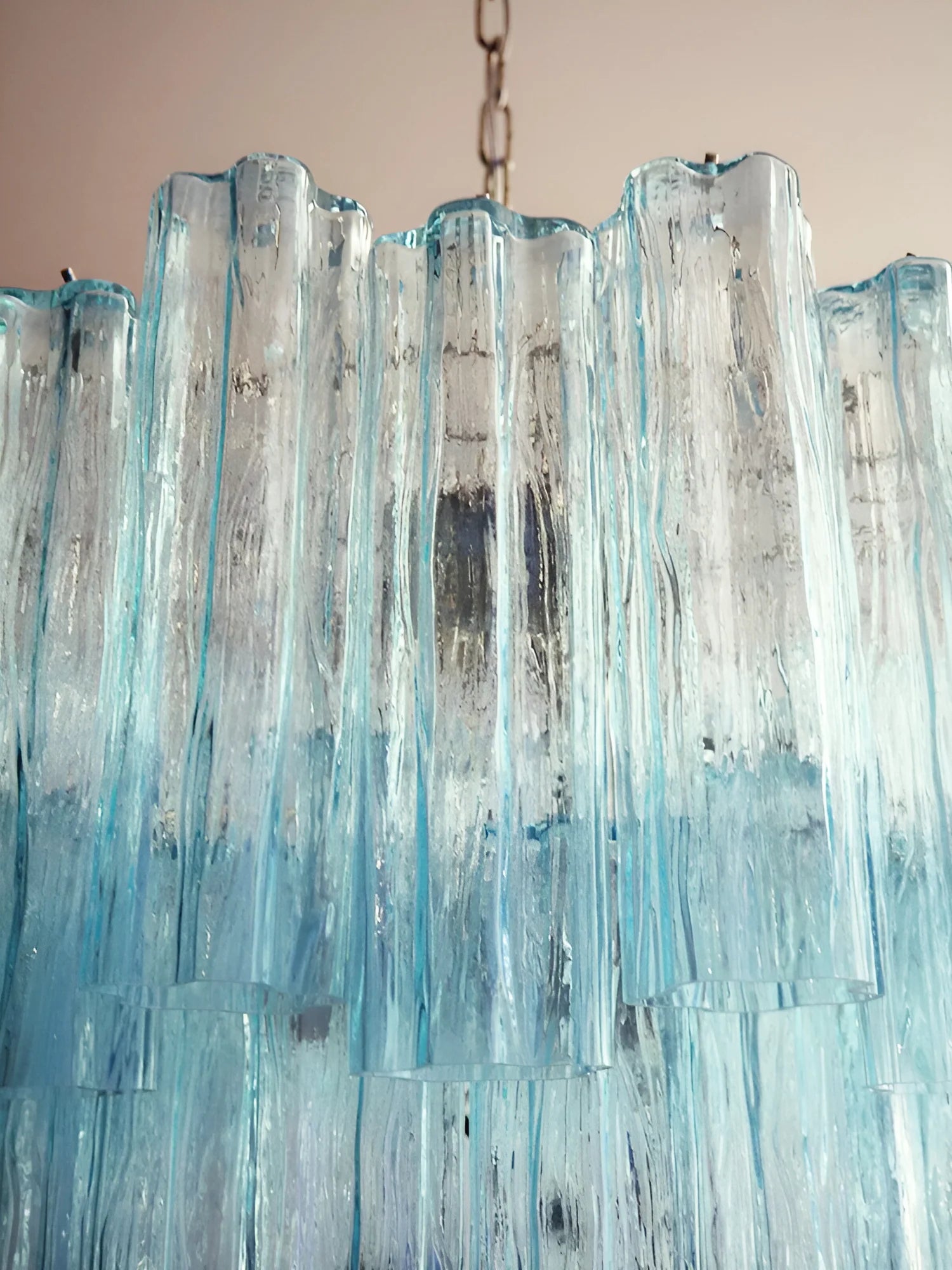 Elegant Blue Murano Glass Tube Chandelier - Nuvé