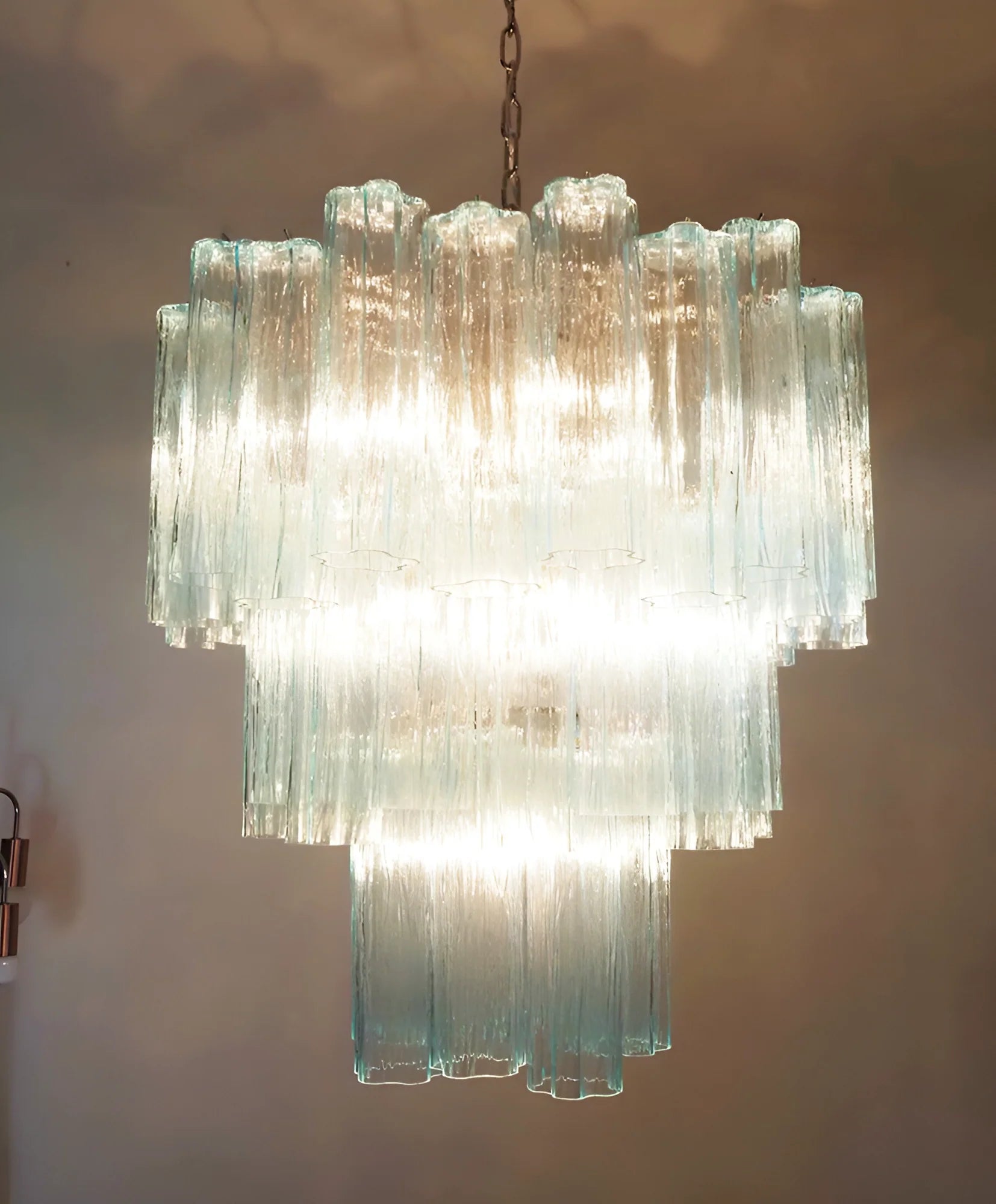 Elegant Blue Murano Glass Tube Chandelier - Nuvé