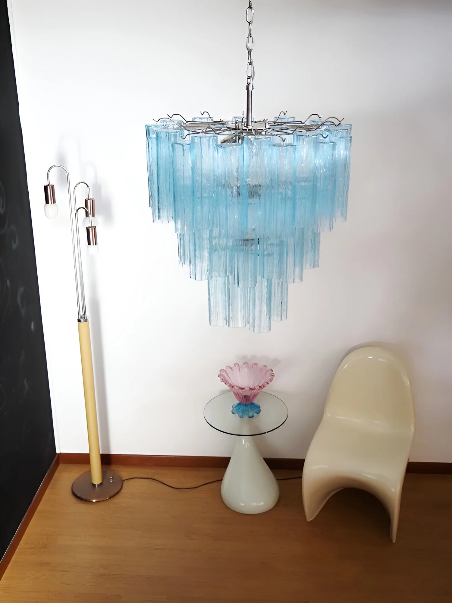 Elegant Blue Murano Glass Tube Chandelier - Nuvé