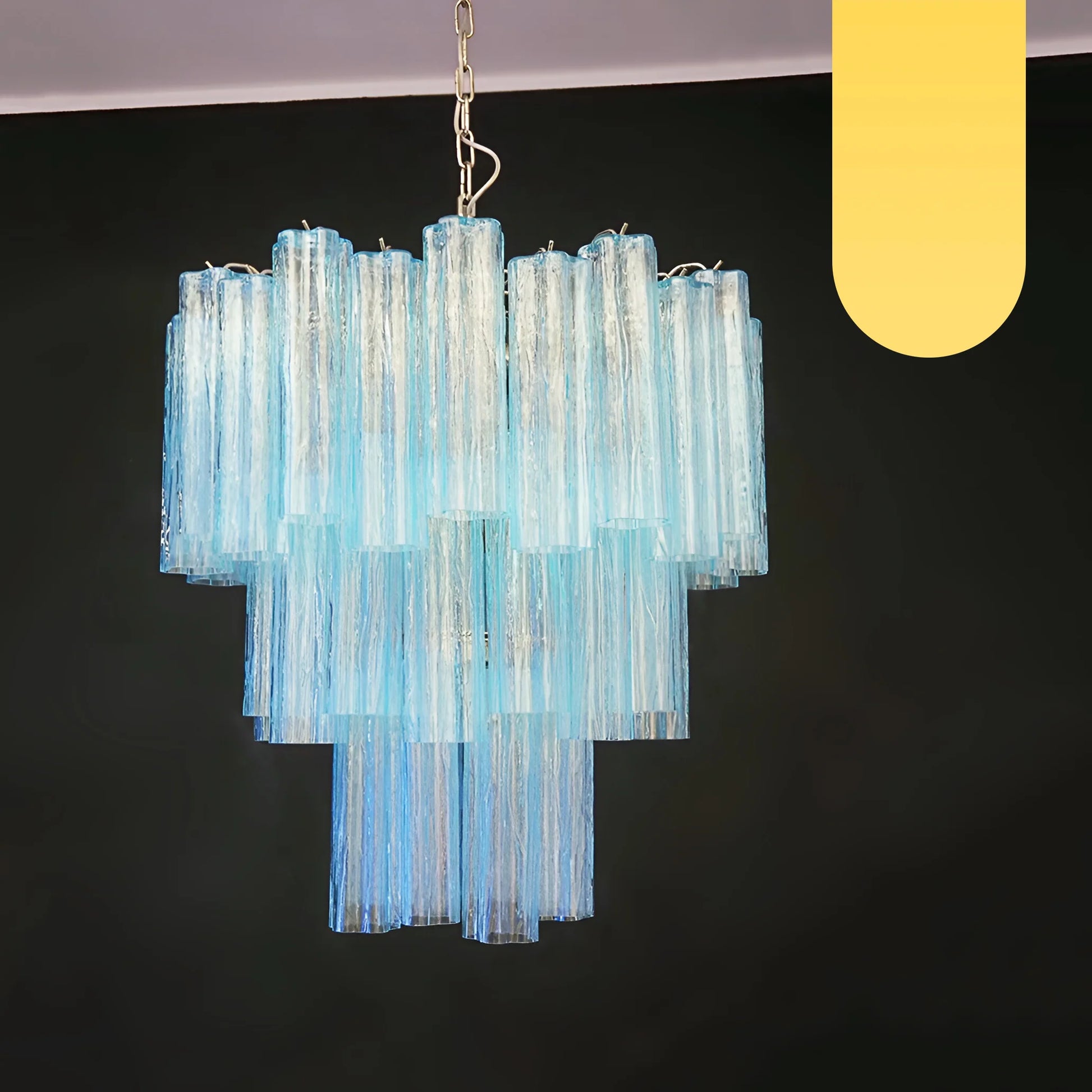 Elegant Blue Murano Glass Tube Chandelier - Nuvé
