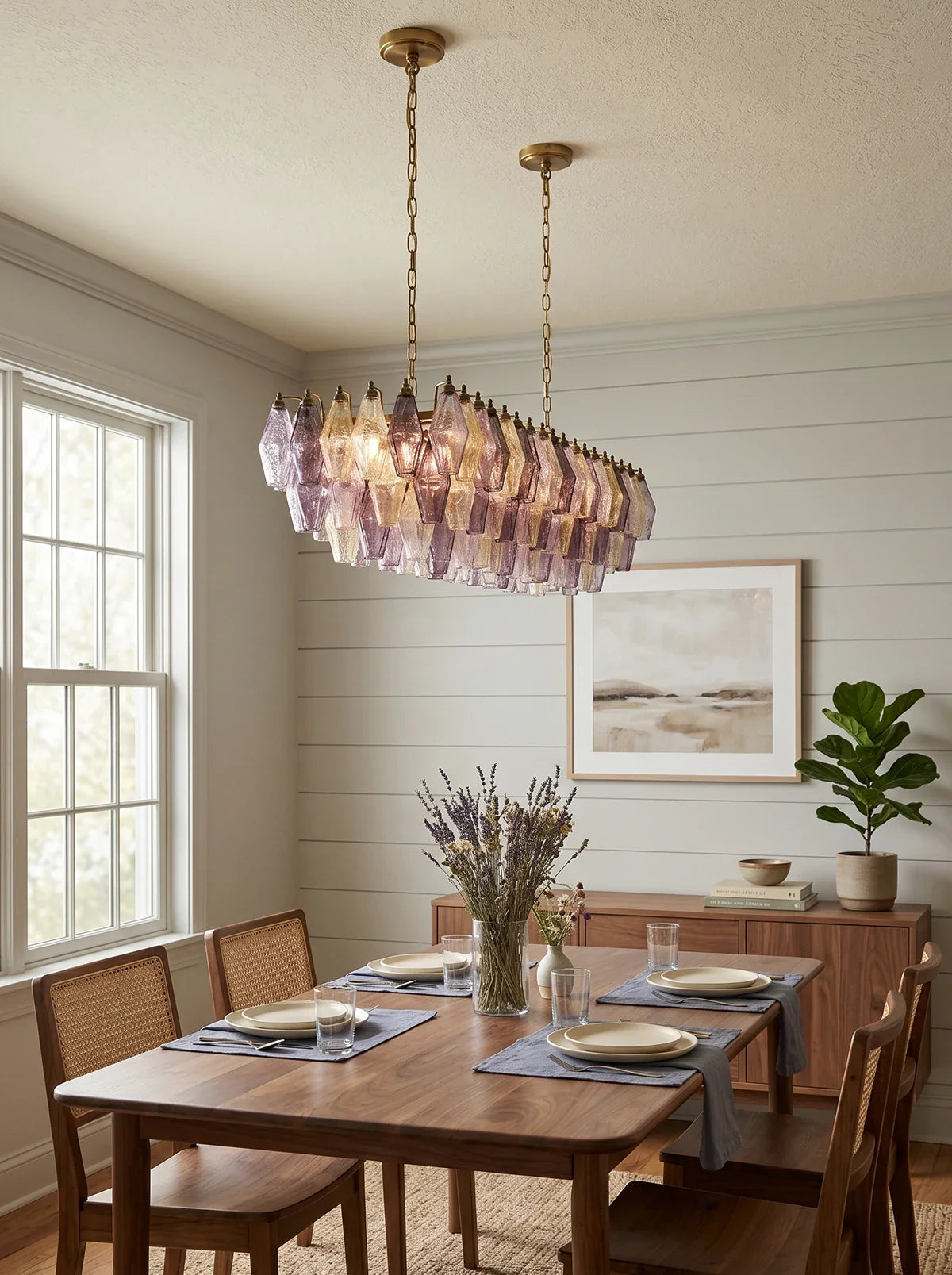 Elegant Multicolored Murano Poliedri Chandelier