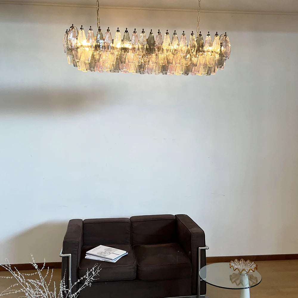 Elegant Multicolored Murano Poliedri Chandelier - Nuvé