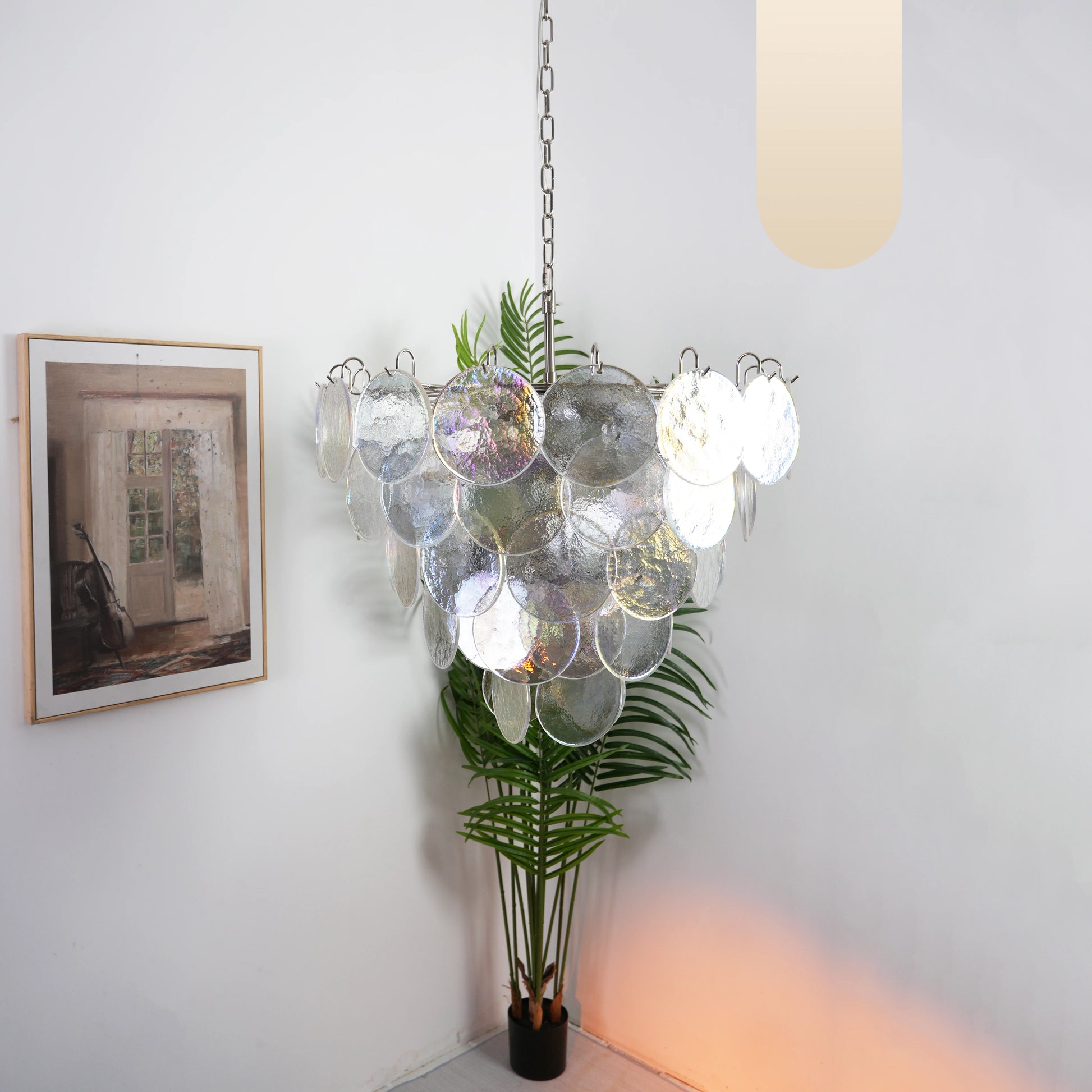 Elegant Murano Disc Iridescent Chandelier - Nuvé