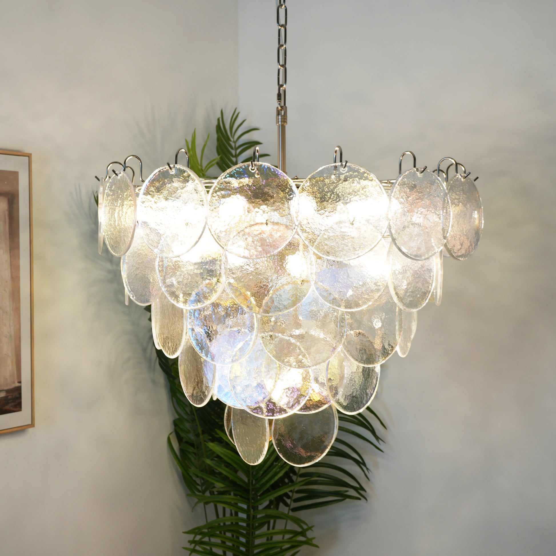 Elegant Murano Disc Iridescent Chandelier - Nuvé
