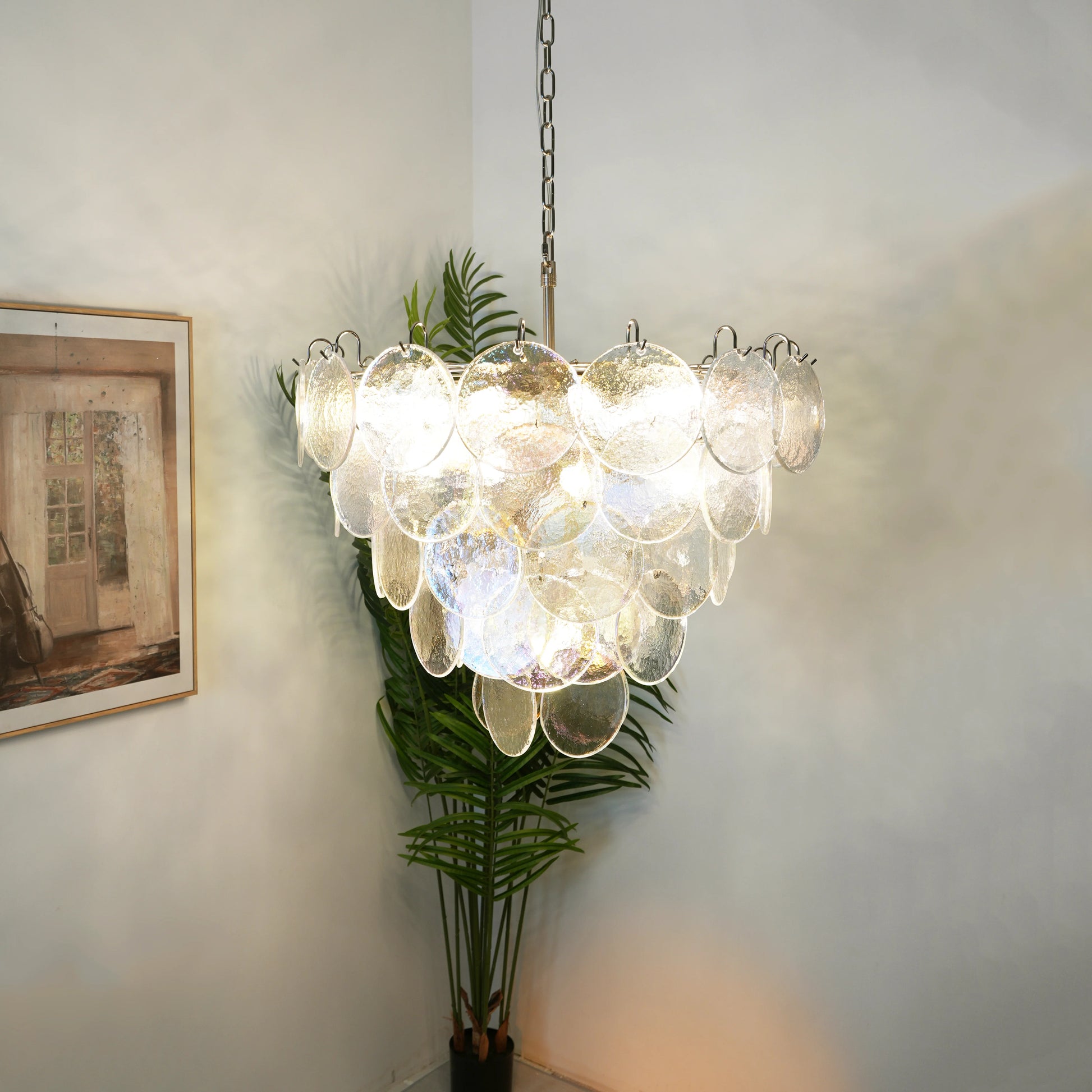 Elegant Murano Disc Iridescent Chandelier - Nuvé