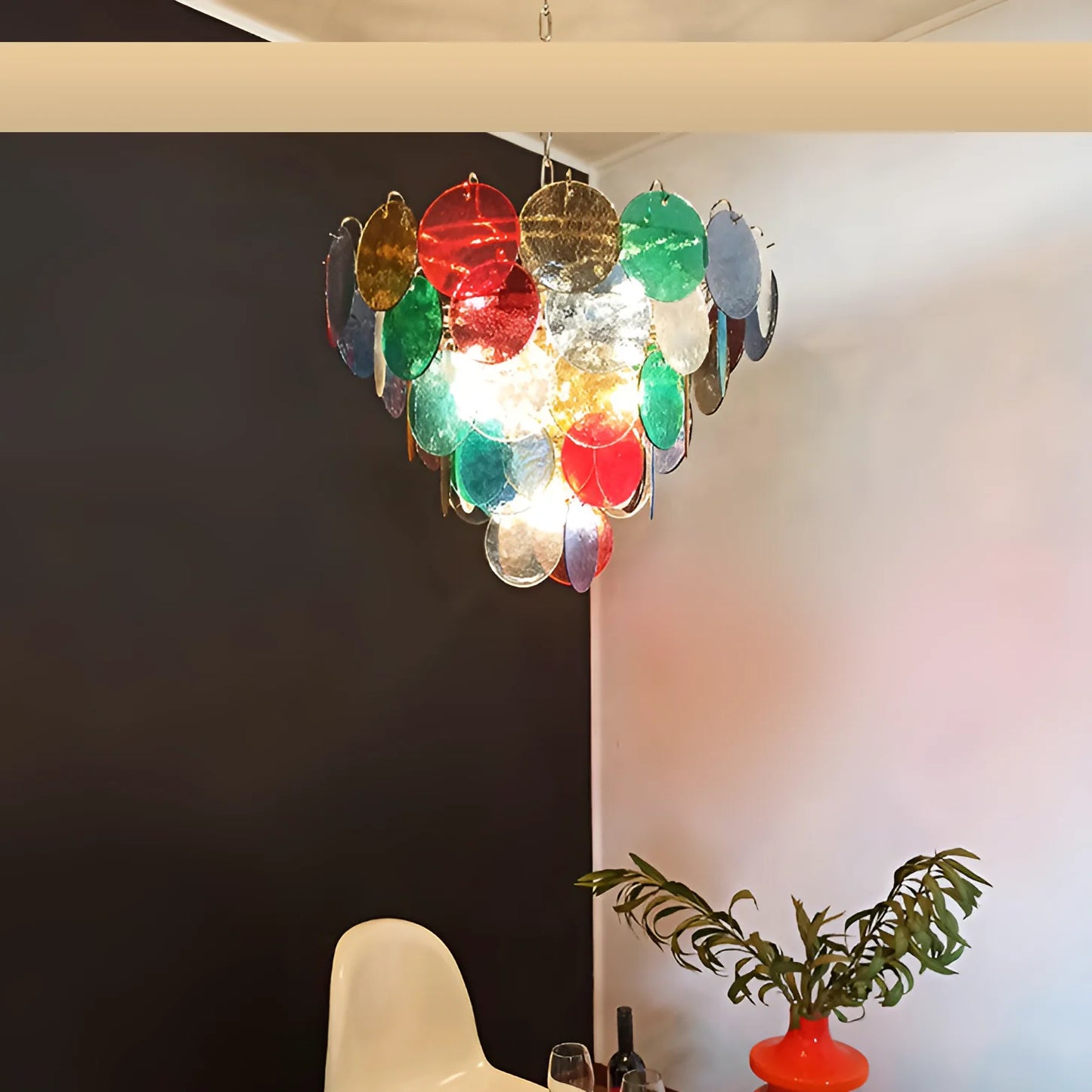 Elegant Murano Disc Multicolored Chandelier - Nuvé