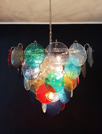 Elegant Murano Disc Multicolored Chandelier - Nuvé