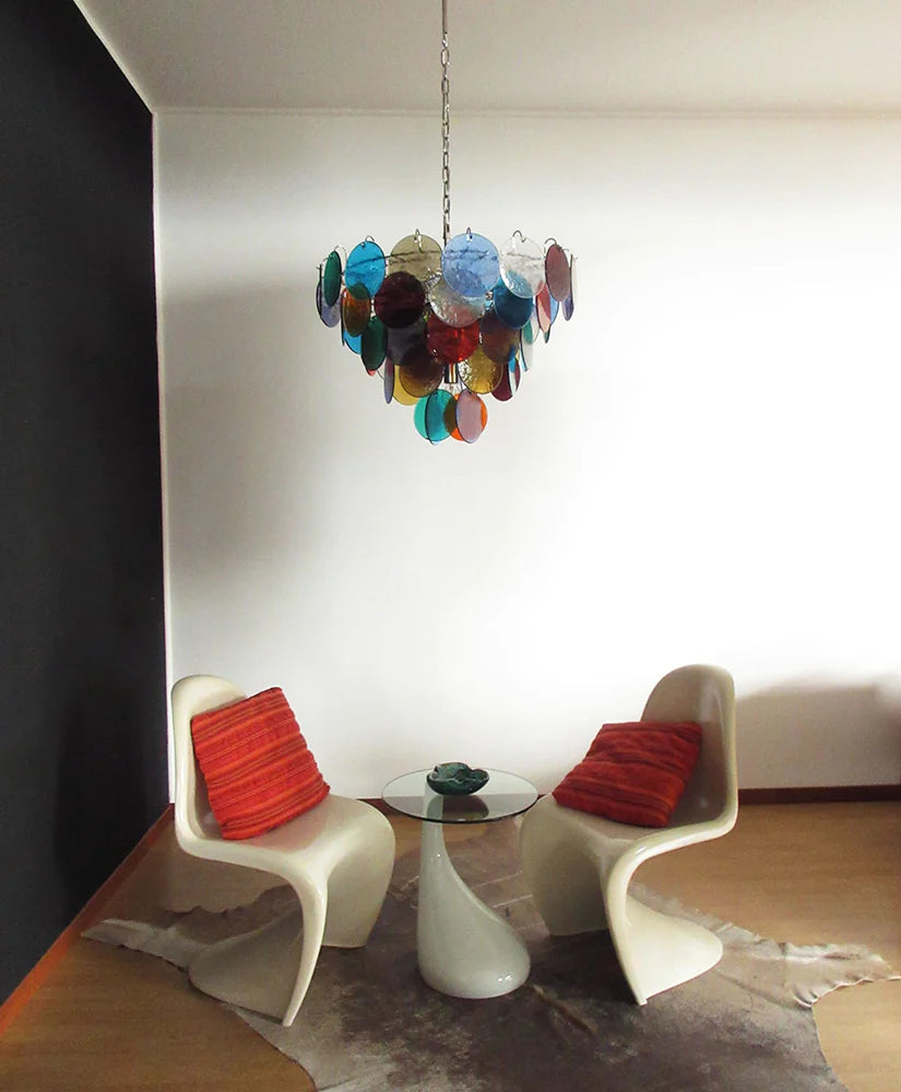 Elegant Murano Disc Multicolored Chandelier - Nuvé