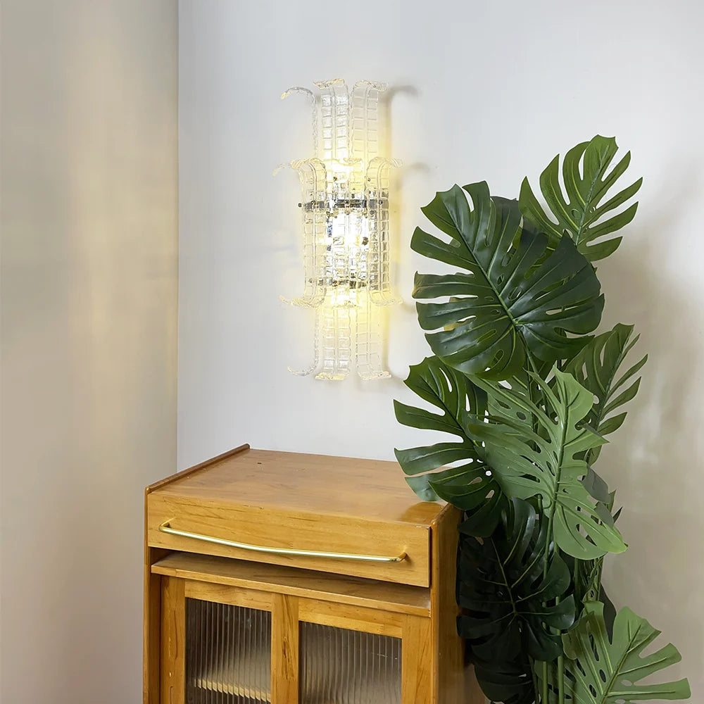 Elegant Murano Leaf Shape Glass Wall Sconce