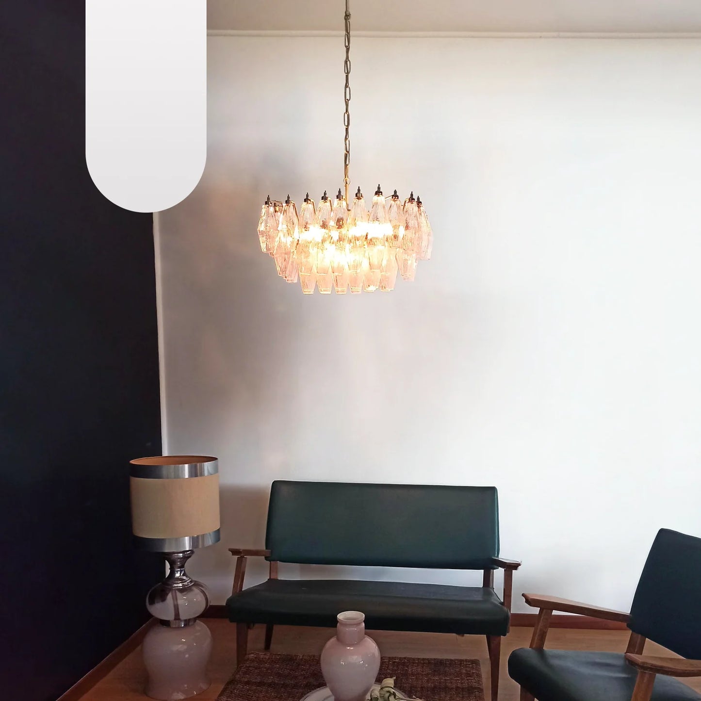 Poliedri Murano Pink Chandelier - Nuvé