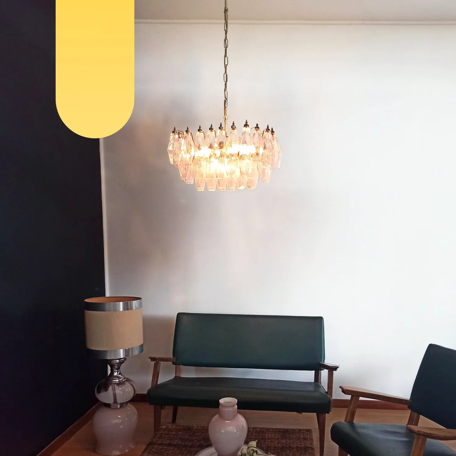 Poliedri Murano Pink Chandelier - Nuvé
