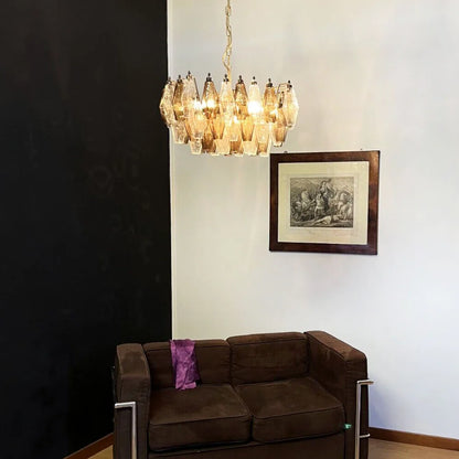 Poliedri Murano Transparent Smoked Chandelier - Nuvé