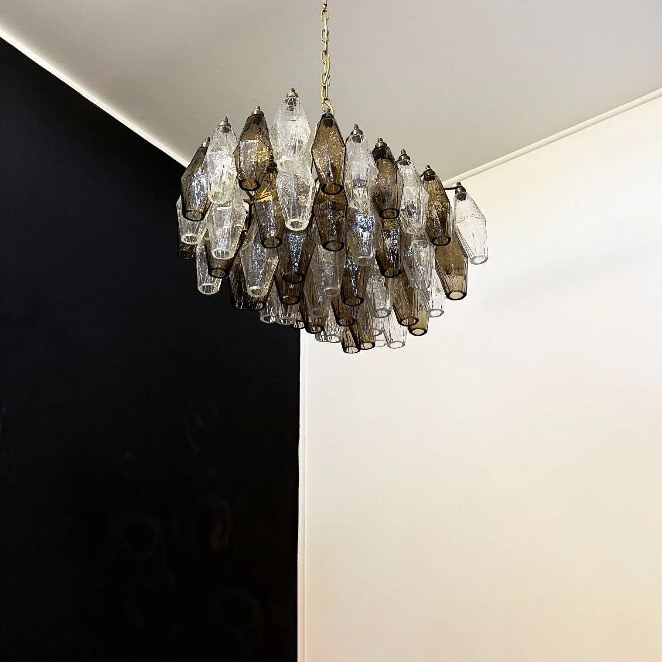 Poliedri Murano Transparent Smoked Chandelier - Nuvé