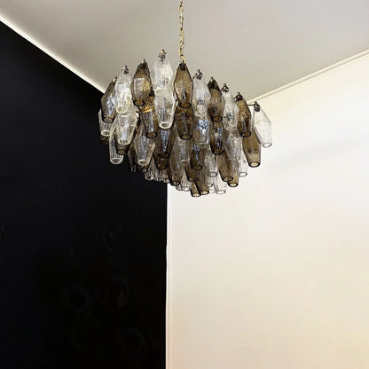 Poliedri Murano Transparent Smoked Chandelier - Nuvé