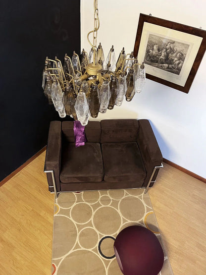 Poliedri Murano Transparent Smoked Chandelier - Nuvé