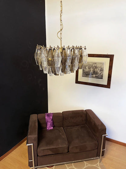 Poliedri Murano Transparent Smoked Chandelier - Nuvé