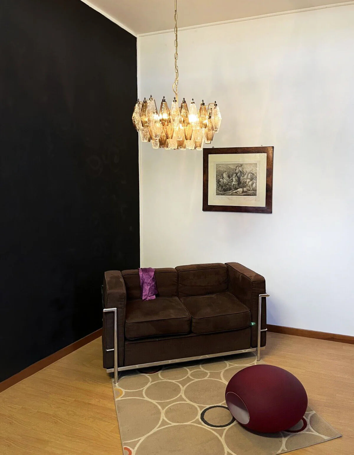 Poliedri Murano Transparent Smoked Chandelier - Nuvé