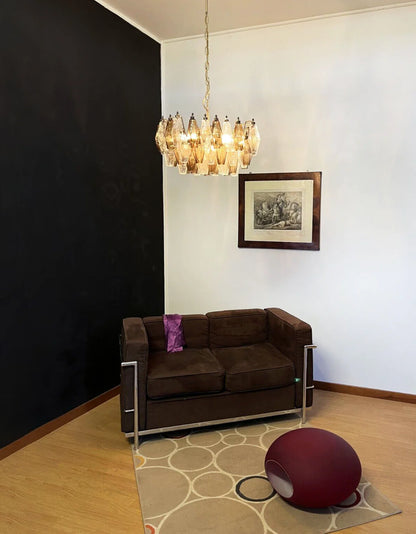 Poliedri Murano Transparent Smoked Chandelier - Nuvé