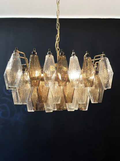 Poliedri Murano Transparent Smoked Chandelier - Nuvé