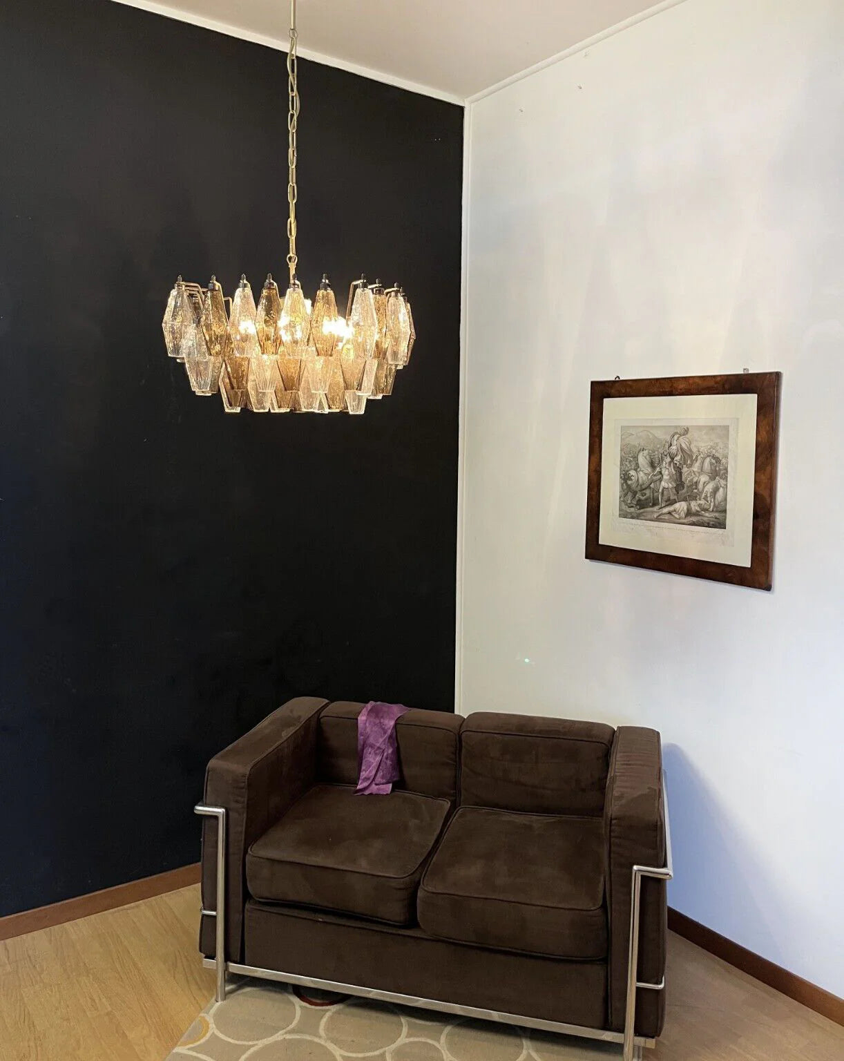 Poliedri Murano Transparent Smoked Chandelier - Nuvé