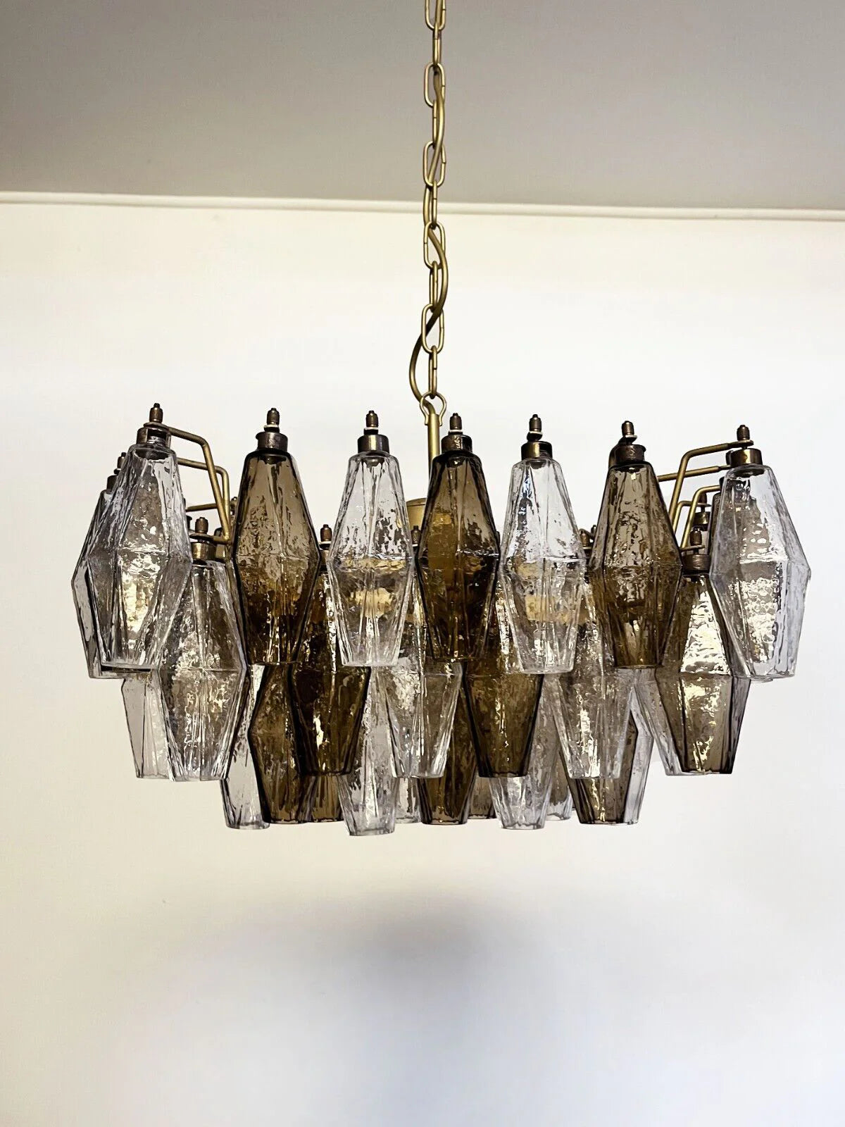 Poliedri Murano Transparent Smoked Chandelier - Nuvé