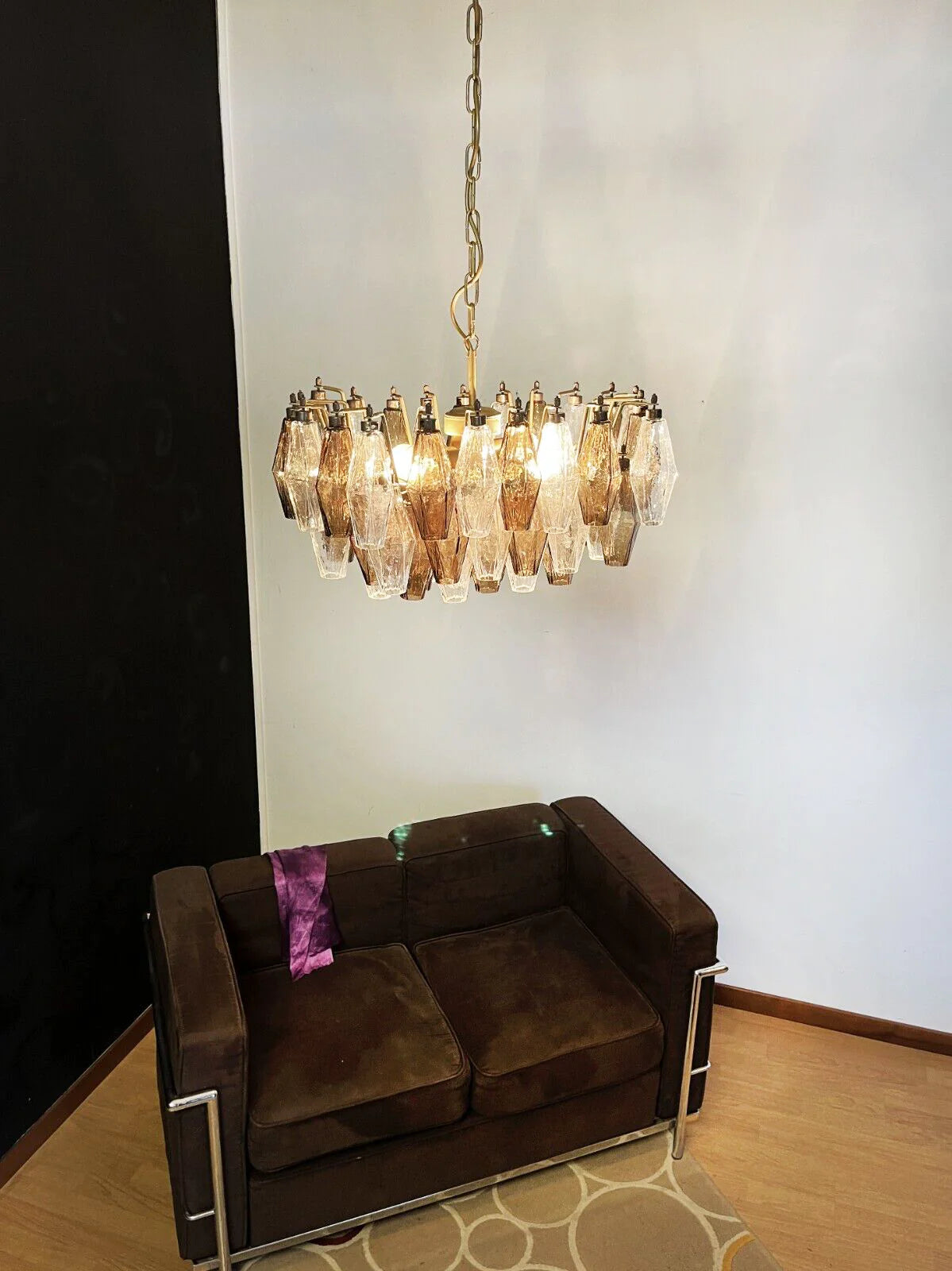 Poliedri Murano Transparent Smoked Chandelier - Nuvé