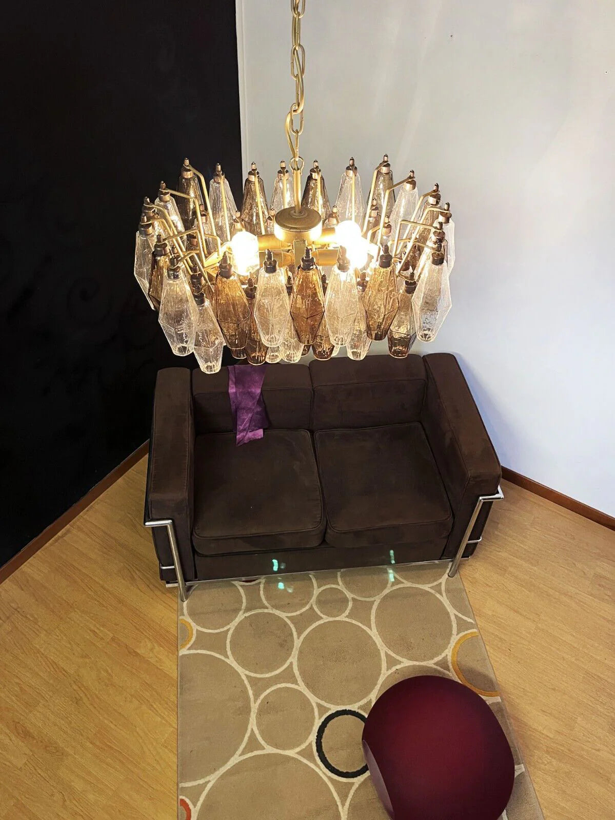 Poliedri Murano Transparent Smoked Chandelier - Nuvé