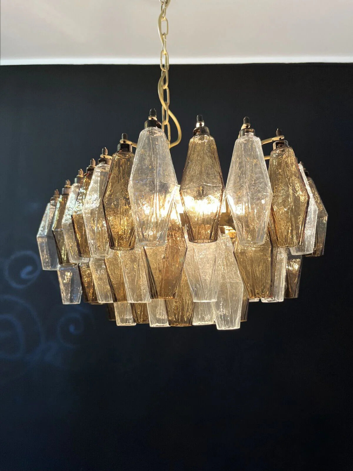 Poliedri Murano Transparent Smoked Chandelier - Nuvé
