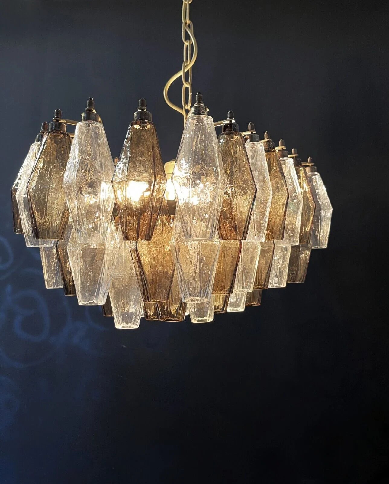 Poliedri Murano Transparent Smoked Chandelier - Nuvé