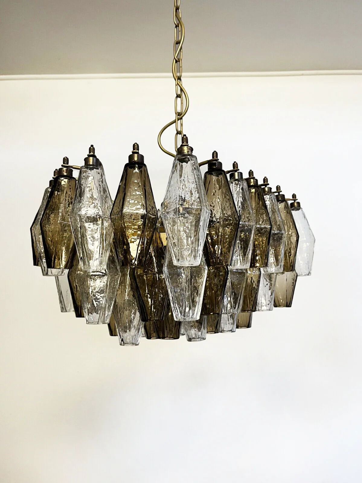 Poliedri Murano Transparent Smoked Chandelier - Nuvé